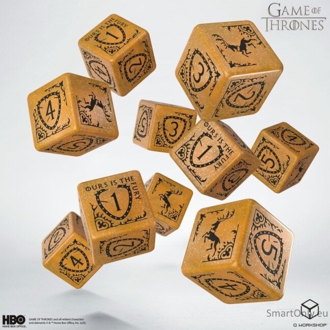 Game of Thrones. Baratheon kauliukų rinkinys 10xD6 Q-WORKSHOP 2 Game of Thrones. Baratheon kauliukų rinkinys 10xD6 Q-WORKSHOP 2