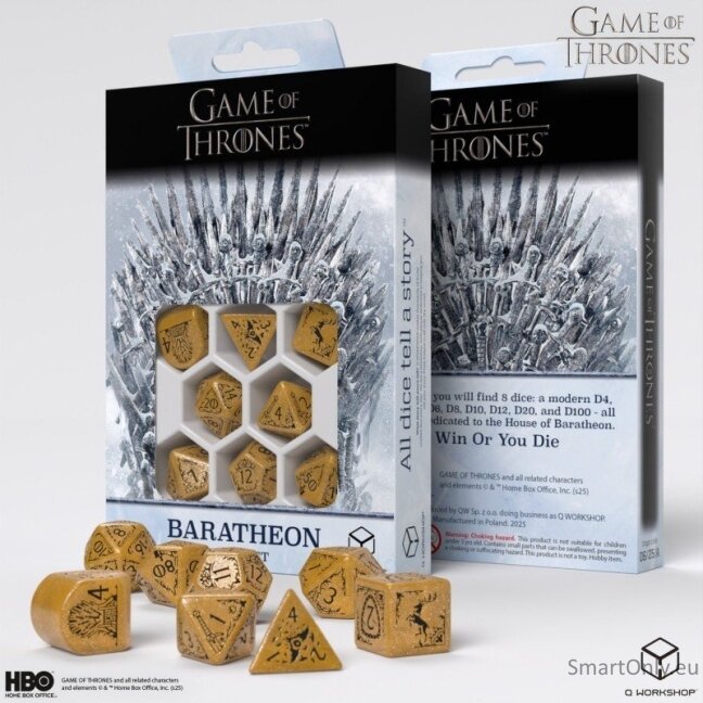 Game of Thrones. Baratheon kauliukų rinkinys Q-WORKSHOP 2 Game of Thrones. Baratheon kauliukų rinkinys Q-WORKSHOP 2