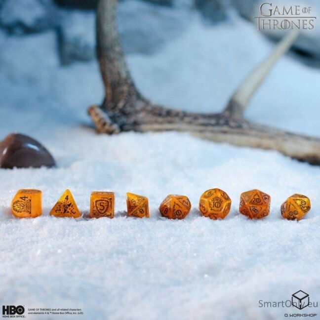 Game of Thrones. Baratheon kauliukų rinkinys Q-WORKSHOP 3 Game of Thrones. Baratheon kauliukų rinkinys Q-WORKSHOP 3