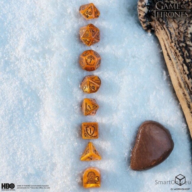 Game of Thrones. Baratheon kauliukų rinkinys Q-WORKSHOP 5 Game of Thrones. Baratheon kauliukų rinkinys Q-WORKSHOP 5