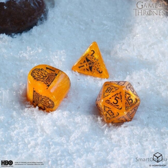 Game of Thrones. Baratheon kauliukų rinkinys Q-WORKSHOP 8 Game of Thrones. Baratheon kauliukų rinkinys Q-WORKSHOP 8