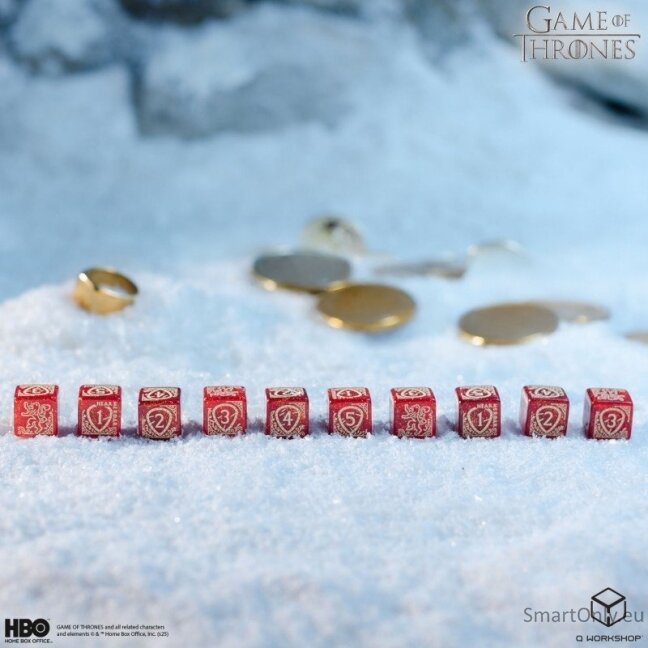 Game of Thrones. Lannister kauliukų rinkinys 10xD6 Q-WORKSHOP 3 Game of Thrones. Lannister kauliukų rinkinys 10xD6 Q-WORKSHOP 3