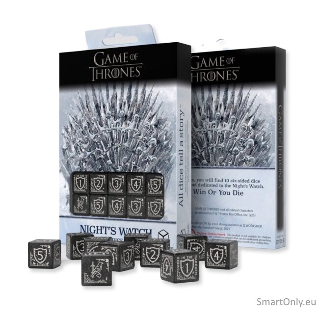 Game of Thrones. Night's Watch kauliukų rinkinys 10xD6 Q-WORKSHOP Game of Thrones. Night's Watch kauliukų rinkinys 10xD6 Q-WORKSHOP
