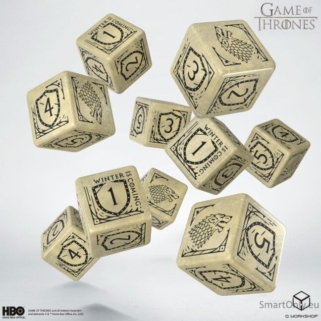 Game of Thrones. Stark kauliukų rinkinys 10xD6 Q-WORKSHOP 1 Game of Thrones. Stark kauliukų rinkinys 10xD6 Q-WORKSHOP 1