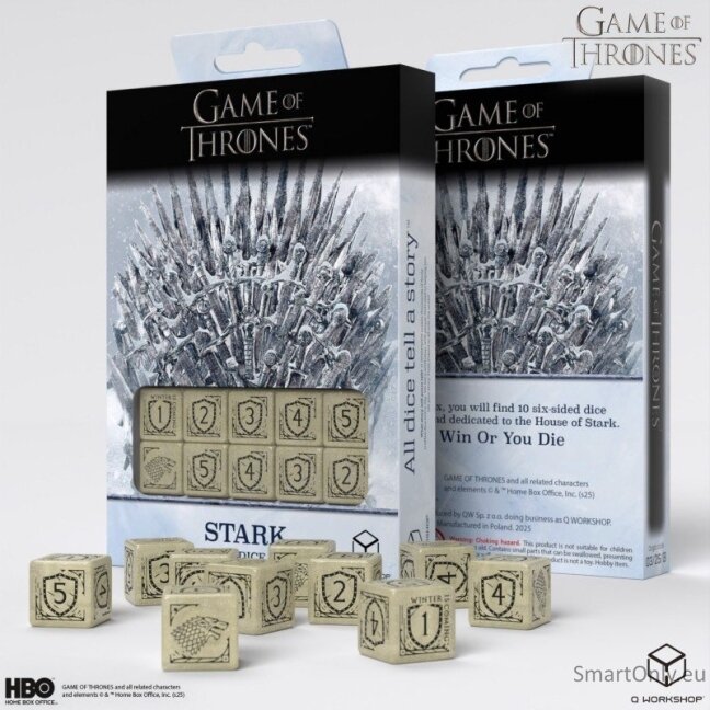 Game of Thrones. Stark kauliukų rinkinys 10xD6 Q-WORKSHOP 2