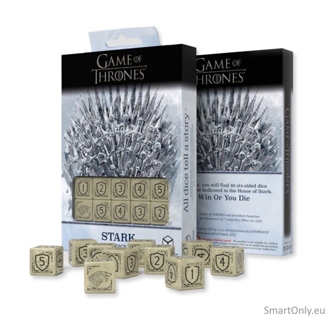 Game of Thrones. Stark kauliukų rinkinys 10xD6 Q-WORKSHOP Game of Thrones. Stark kauliukų rinkinys 10xD6 Q-WORKSHOP