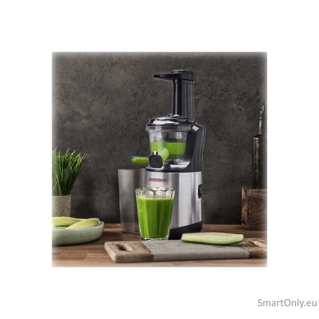 Gastroback Slow Juicer Advanced Vital | 40145 | Type Slow juicer | Stainless steel/Black | 150 W | Number of speeds 1 9 Gastroback Slow Juicer Advanced Vital | 40145 | Type Slow juicer | Stainless steel/Black | 150 W | Number of speeds 1 9