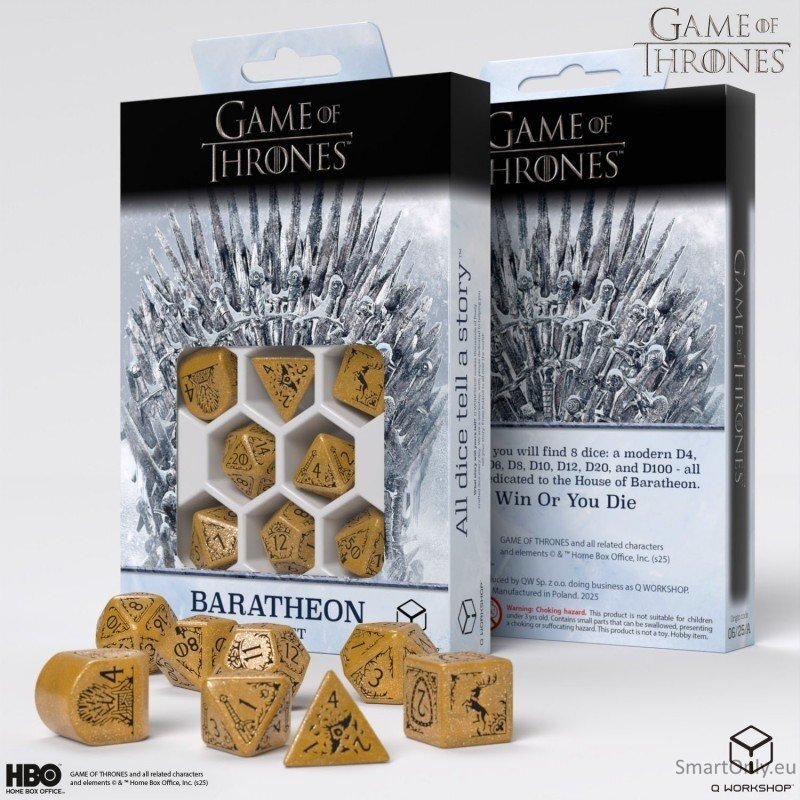 Game of Thrones. Baratheon kauliukų rinkinys Q-WORKSHOP 2 Game of Thrones. Baratheon kauliukų rinkinys Q-WORKSHOP 2