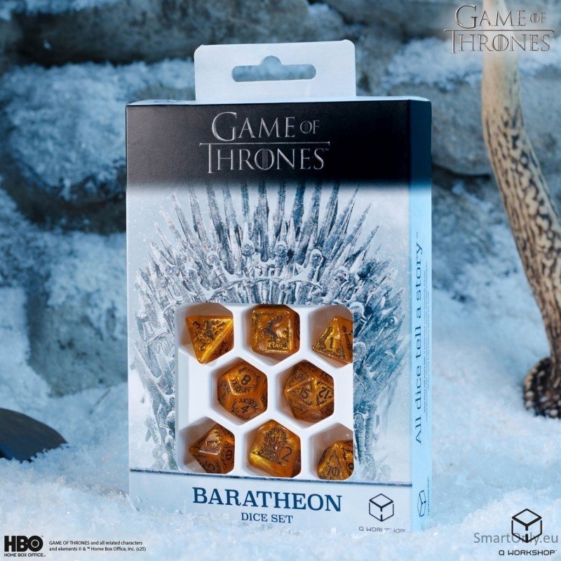 Game of Thrones. Baratheon kauliukų rinkinys Q-WORKSHOP 9 Game of Thrones. Baratheon kauliukų rinkinys Q-WORKSHOP 9