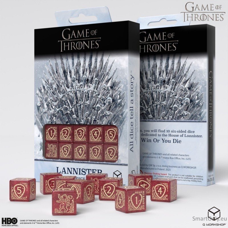 Game of Thrones. Lannister kauliukų rinkinys 10xD6 Q-WORKSHOP 1