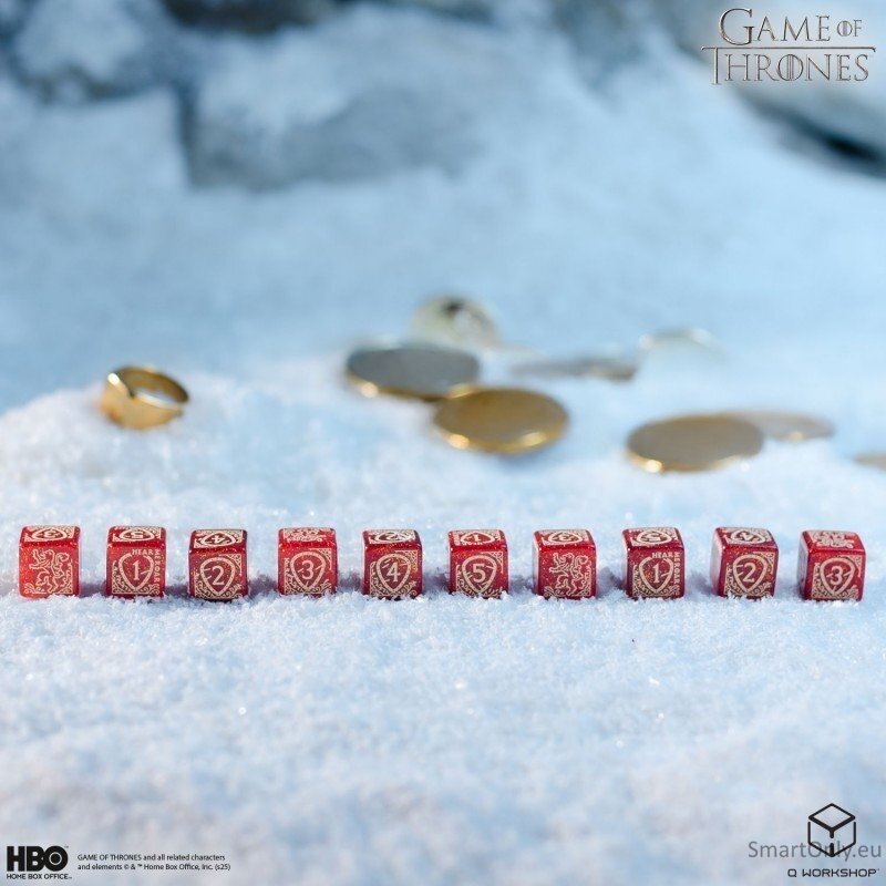Game of Thrones. Lannister kauliukų rinkinys 10xD6 Q-WORKSHOP 3 Game of Thrones. Lannister kauliukų rinkinys 10xD6 Q-WORKSHOP 3