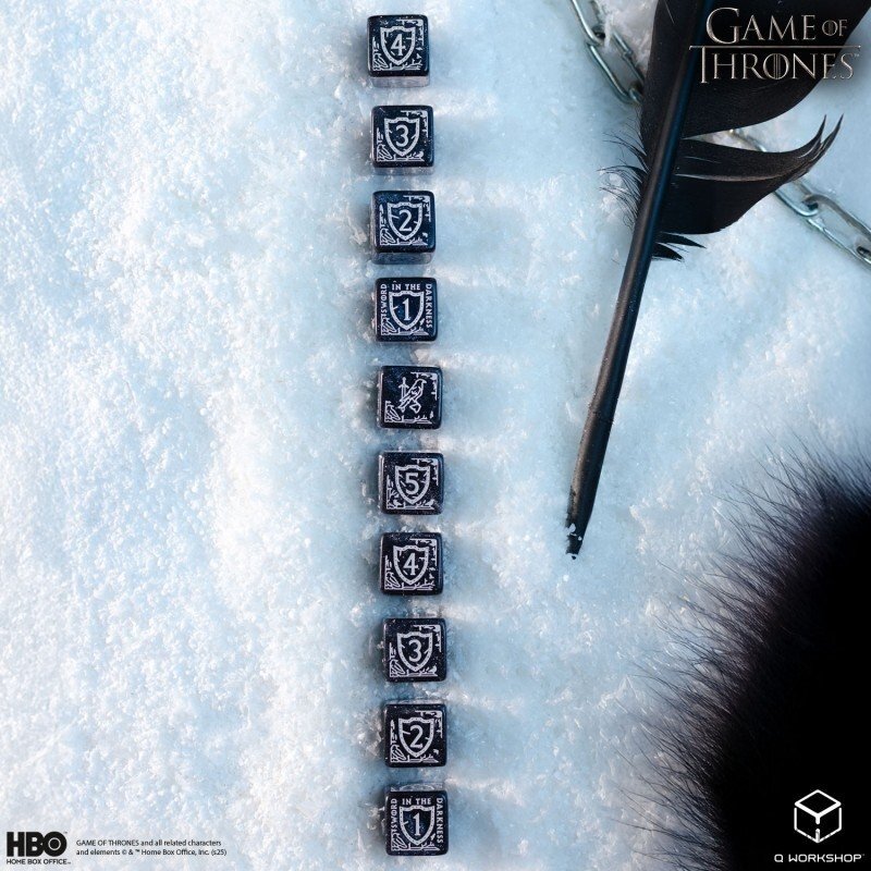 Game of Thrones. Night's Watch kauliukų rinkinys 10xD6 Q-WORKSHOP 5 Game of Thrones. Night's Watch kauliukų rinkinys 10xD6 Q-WORKSHOP 5