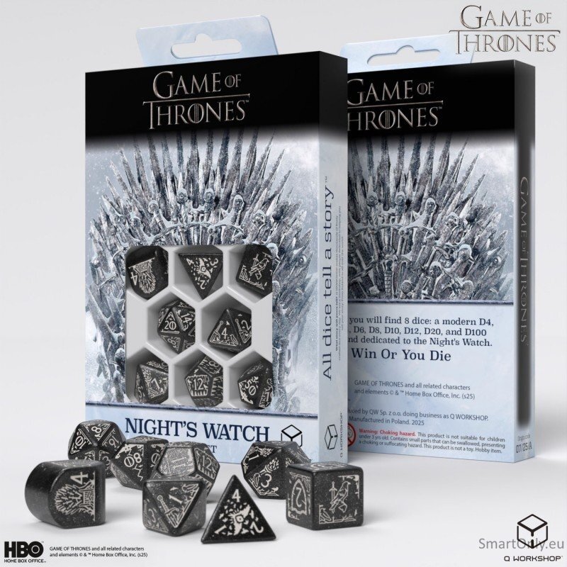 Game of Thrones. Night's Watch kauliukų rinkinys Q-WORKSHOP 2 Game of Thrones. Night's Watch kauliukų rinkinys Q-WORKSHOP 2