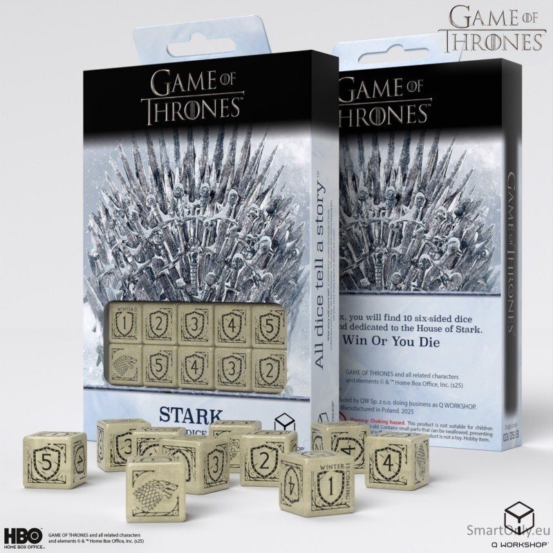 Game of Thrones. Stark kauliukų rinkinys 10xD6 Q-WORKSHOP 2 Game of Thrones. Stark kauliukų rinkinys 10xD6 Q-WORKSHOP 2