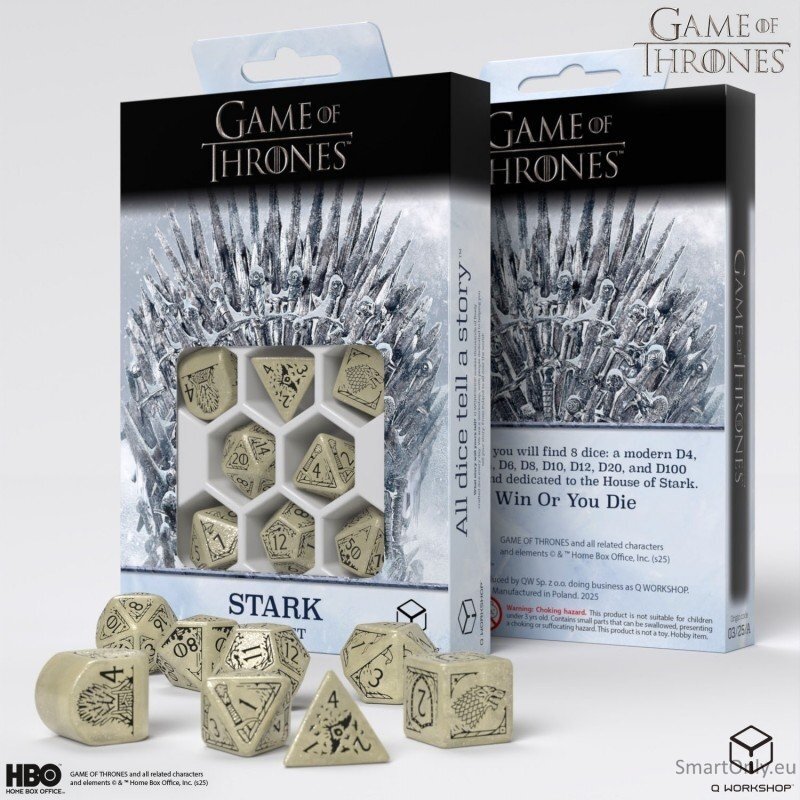 Game of Thrones. Stark kauliukų rinkinys Q-WORKSHOP 2 Game of Thrones. Stark kauliukų rinkinys Q-WORKSHOP 2