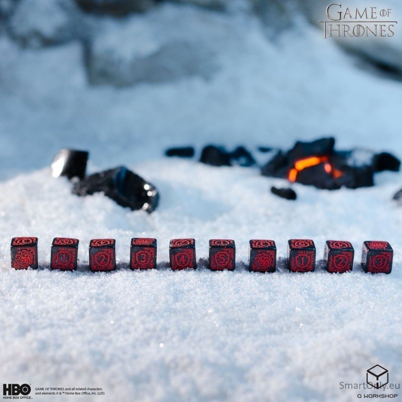 Game of Thrones. Targaryen kauliukų rinkinys 10xD6 Q-WORKSHOP 3 Game of Thrones. Targaryen kauliukų rinkinys 10xD6 Q-WORKSHOP 3