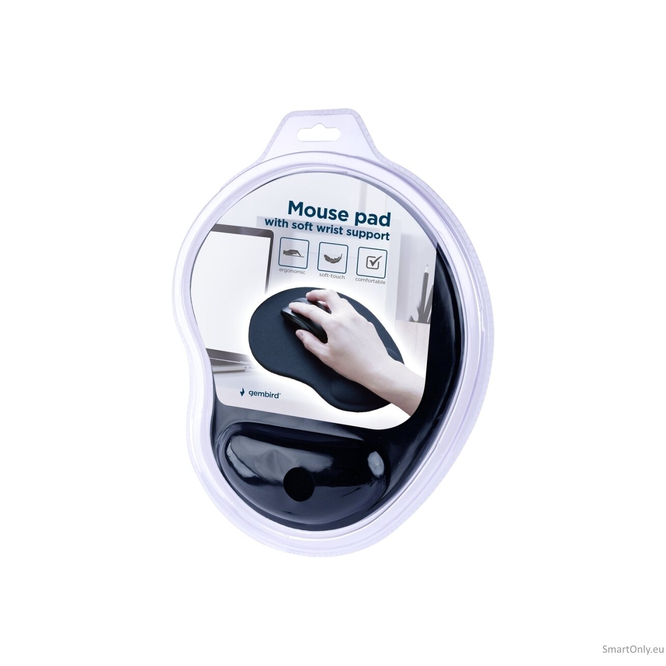 Gembird | Mouse Pad with Soft Wrist Support | MP-ERGO-01 | 240 x 200 x 4 mm | Black 1