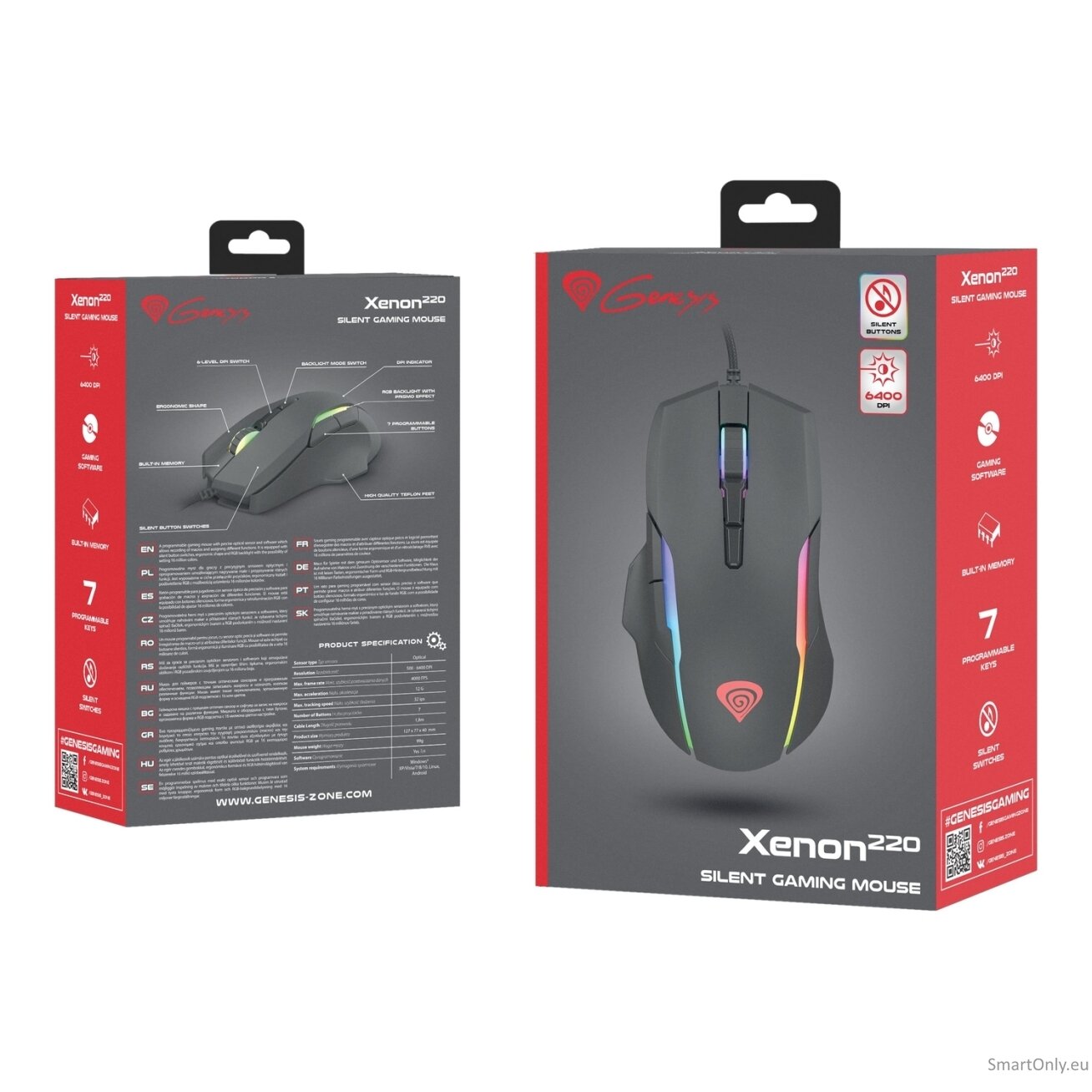 GENESIS Xenon 220 Gaming Mouse, 500 - 6400DPI, Wired, Black | Genesis 21 GENESIS Xenon 220 Gaming Mouse, 500 - 6400DPI, Wired, Black | Genesis 21