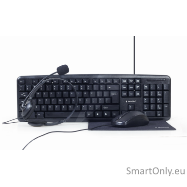 Gembird | 4-in-1 Multimedia office set | KBS-UO4-01 | Keyboard, Mouse, Pad and Headset Set | Wired | Mouse included | US | Black Gembird | 4-in-1 Multimedia office set | KBS-UO4-01 | Keyboard, Mouse, Pad and Headset Set | Wired | Mouse included | US | Black