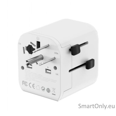 Gembird Grounded universal travel power adapter, 20 W | TPA-EU1A1C20-01-W Gembird Grounded universal travel power adapter, 20 W | TPA-EU1A1C20-01-W