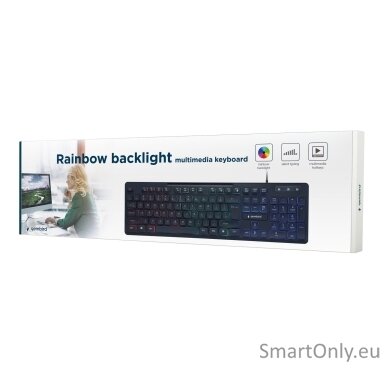 Gembird | "Rainbow" Backlight Multimedia Keyboard | KB-UML-02 | Keyboard | Wired | US | N/A | Black