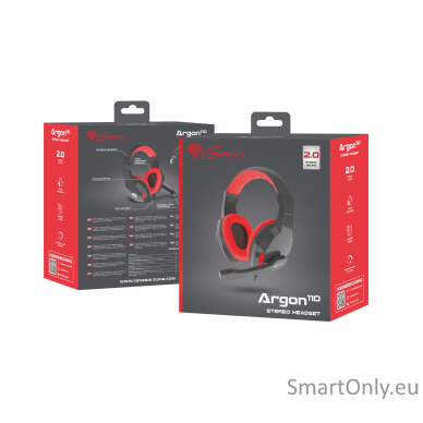 GENESIS ARGON 110 Gaming Headset, On-Ear, Wired, Microphone, Black/Red 4