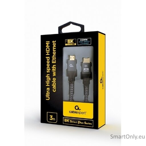Gembird Ultra High speed HDMI cable with Ethernet, 8K select plus series CCB-HDMI8K-3M HDMI 2.1 downwards, 3 m, 2 x Type-A 1 Gembird Ultra High speed HDMI cable with Ethernet, 8K select plus series CCB-HDMI8K-3M HDMI 2.1 downwards, 3 m, 2 x Type-A 1