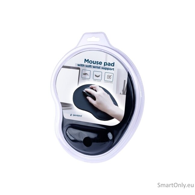 Gembird | Mouse Pad with Soft Wrist Support | MP-ERGO-01 | 240 x 200 x 4 mm | Black 1 Gembird | Mouse Pad with Soft Wrist Support | MP-ERGO-01 | 240 x 200 x 4 mm | Black 1