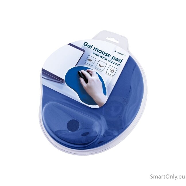 Gembird | MP-GEL-B Gel mouse pad with wrist support, blue | Gel mouse pad | Blue 4 Gembird | MP-GEL-B Gel mouse pad with wrist support, blue | Gel mouse pad | Blue 4