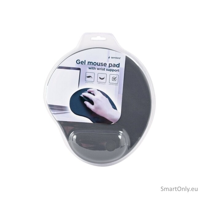 Gembird | MP-GEL-GR Gel mouse pad with wrist support, grey Comfortable | Gel mouse pad | Grey 6