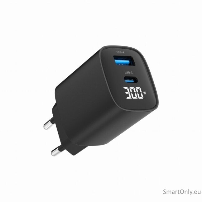 Gembird TA-UC-PDQC30LCD-BK-01 2-port 30W USB fast charger, LCD, black | Gembird 1