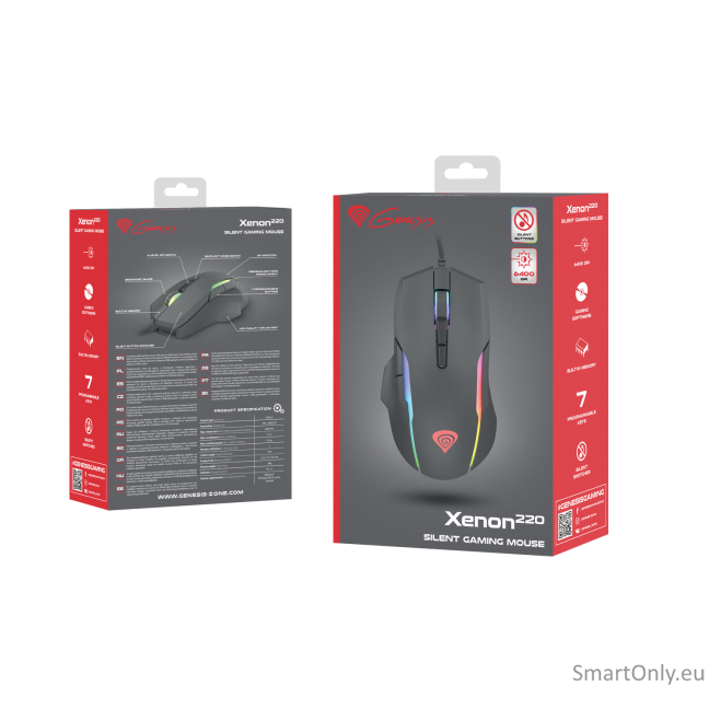 GENESIS Xenon 220 Gaming Mouse, 500 - 6400DPI, Wired, Black | Genesis 10 GENESIS Xenon 220 Gaming Mouse, 500 - 6400DPI, Wired, Black | Genesis 10