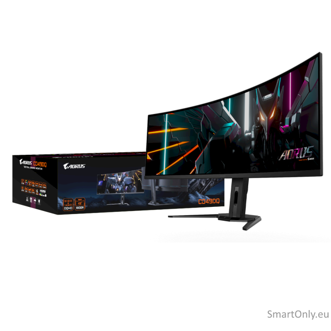 Gigabyte Gaming Monitor 49" OLED AORUS CO49DQ EK1, 5120x1440 DQHD, 3 ms, 250 cd/m2 (TYP), HDMI ports quantity 2, 144 Hz, Black Gigabyte Gaming Monitor 49" OLED AORUS CO49DQ EK1, 5120x1440 DQHD, 3 ms, 250 cd/m2 (TYP), HDMI ports quantity 2, 144 Hz, Black
