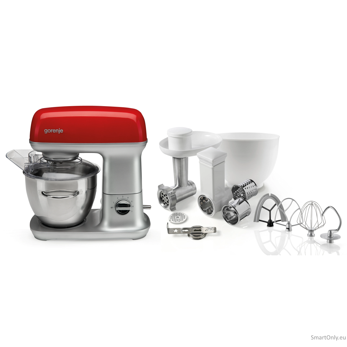 Gorenje Kitchen machine MMC1000RLR	 Number of speeds 7 1000 W Bowl capacity 4.5 L Meat mincer Stainless Steel/Red 4