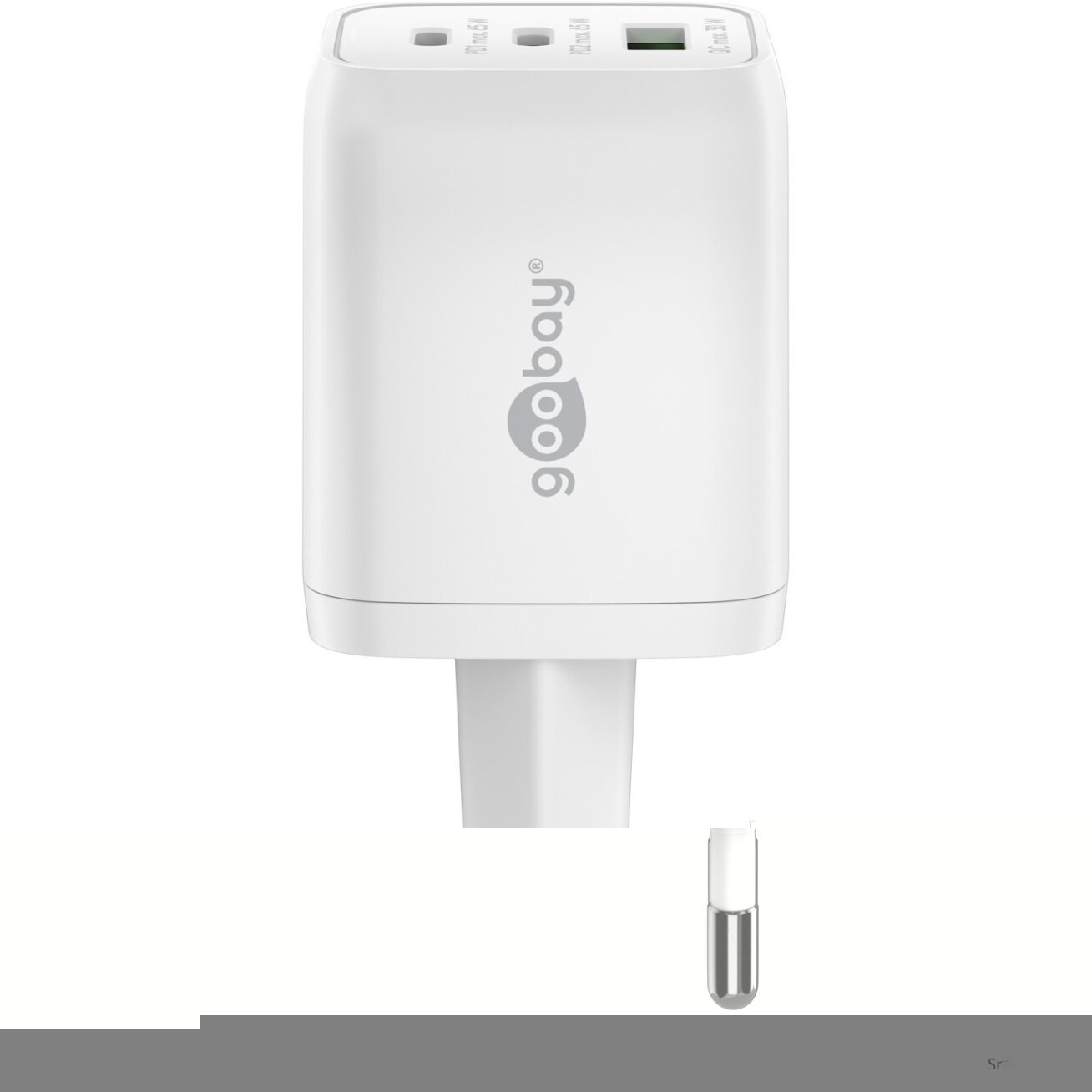 Goobay 65 W USB-C PD GaN Multiport Fast Charger Nano, White | Goobay | 65 W USB-C PD GaN Multiport Fast Charger Nano 1 Goobay 65 W USB-C PD GaN Multiport Fast Charger Nano, White | Goobay | 65 W USB-C PD GaN Multiport Fast Charger Nano 1