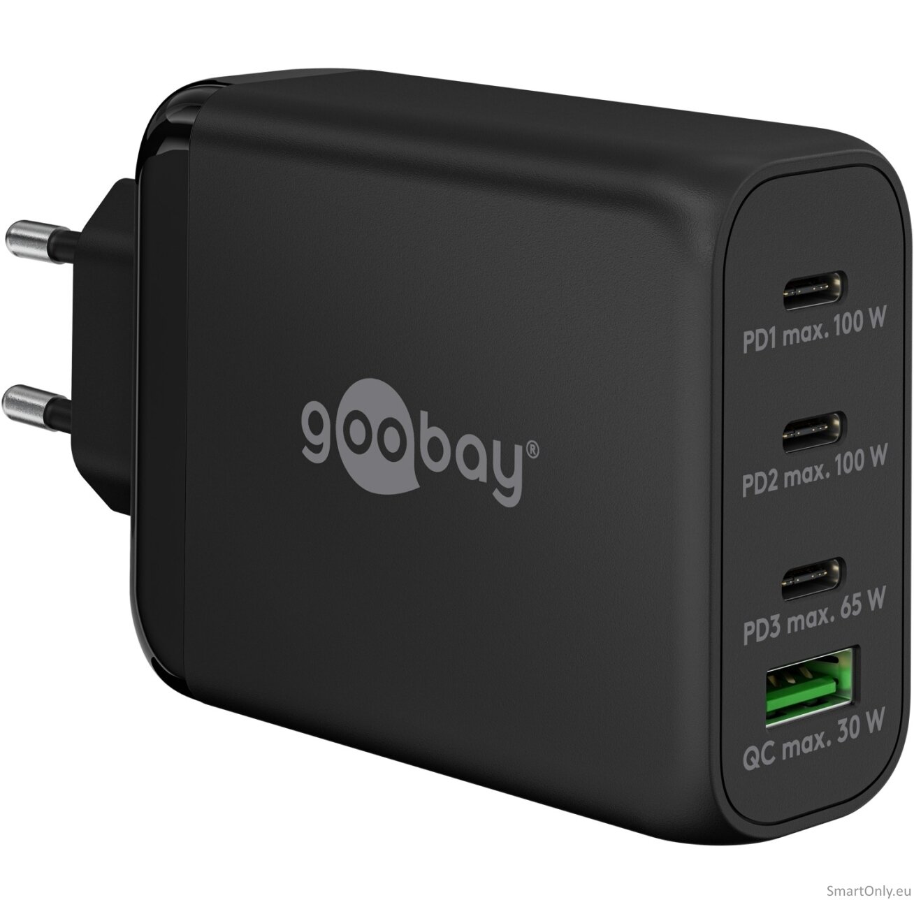 Goobay 65555 100 W USB-C PD GaN Multiport Fast Charger, Black 1 Goobay 65555 100 W USB-C PD GaN Multiport Fast Charger, Black 1