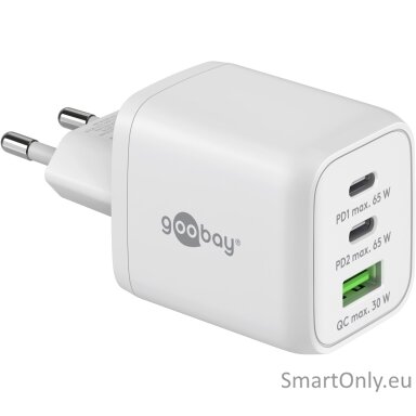 Goobay 65 W USB-C PD GaN Multiport Fast Charger Nano, White | Goobay | 65 W USB-C PD GaN Multiport Fast Charger Nano