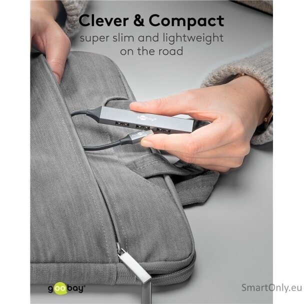 Goobay Slim 4-Port USB Hub, USB-C to USB-A, 5 Gbit/s | 74457 3 Goobay Slim 4-Port USB Hub, USB-C to USB-A, 5 Gbit/s | 74457 3