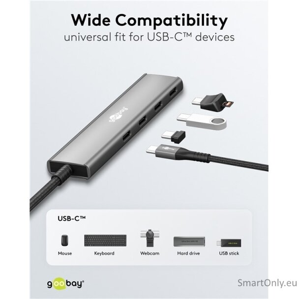 Goobay Slim 4-Port USB Hub, USB-C to USB-C, 5 Gbit/s 5 Goobay Slim 4-Port USB Hub, USB-C to USB-C, 5 Gbit/s 5