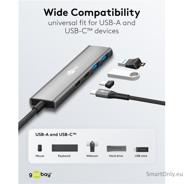 Goobay Slim 4-Port USB Hub, USB-C to USB-C/USB-A, 5 Gbit/s | 76563 5 Goobay Slim 4-Port USB Hub, USB-C to USB-C/USB-A, 5 Gbit/s | 76563 5