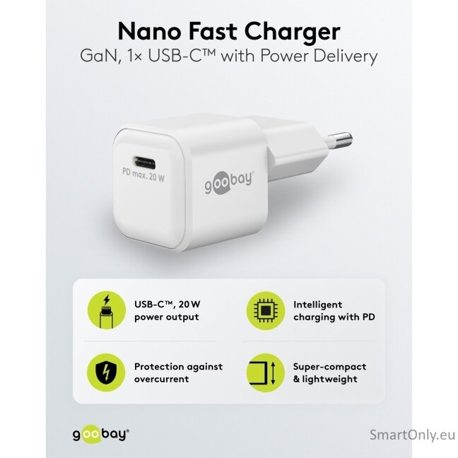 Goobay 20 W USB-C PD GaN Fast Charger Nano | USB-C 6