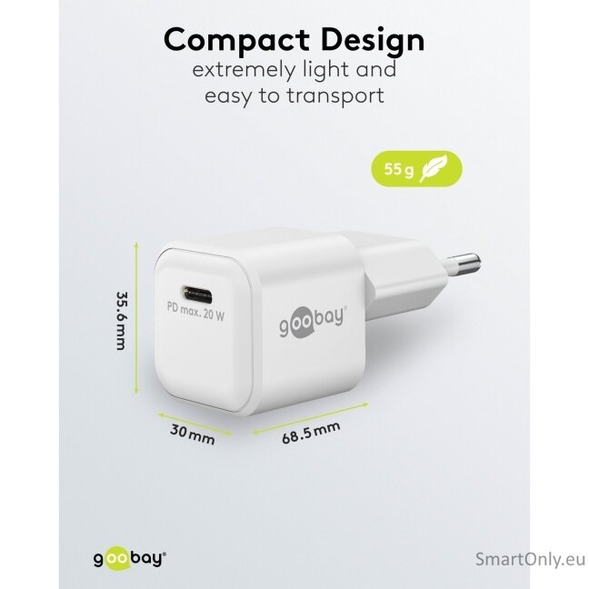 Goobay 20 W USB-C PD GaN Fast Charger Nano | USB-C 7