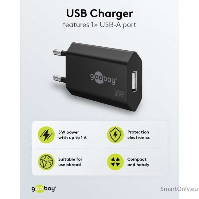 Goobay 44949 5 W USB-A Charger, Black 4 Goobay 44949 5 W USB-A Charger, Black 4