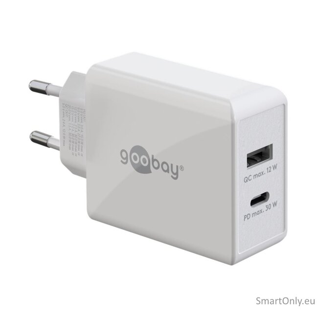 Goobay 61674 Dual USB-C PD Fast Charger (30 W), White Goobay Goobay 61674 Dual USB-C PD Fast Charger (30 W), White Goobay