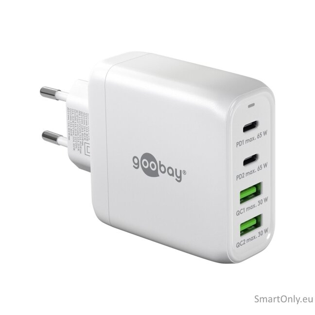 Goobay 64818 68 W USB-C PD GaN Multiport Fast Charger, White Goobay 64818 68 W USB-C PD GaN Multiport Fast Charger, White