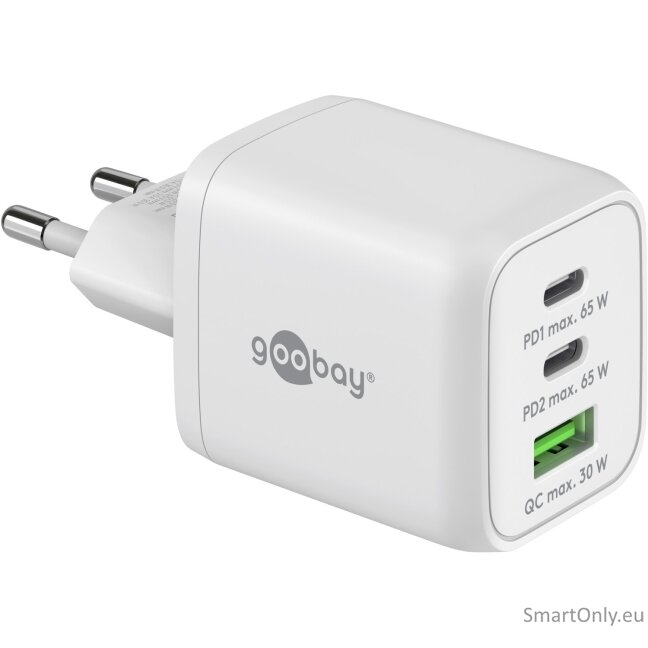 Goobay 65 W USB-C PD GaN Multiport Fast Charger Nano, White | Goobay | 65 W USB-C PD GaN Multiport Fast Charger Nano Goobay 65 W USB-C PD GaN Multiport Fast Charger Nano, White | Goobay | 65 W USB-C PD GaN Multiport Fast Charger Nano