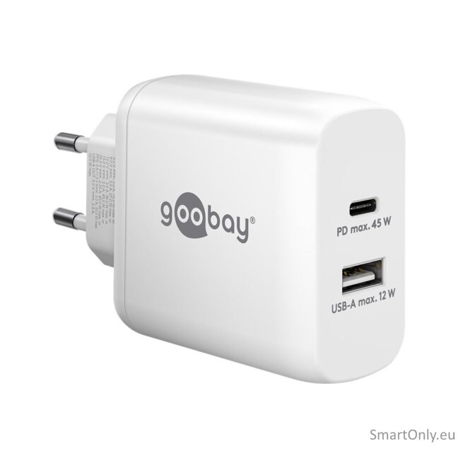 Goobay 65412 USB-C PD Dual Fast Charger (45 W), White Goobay 3