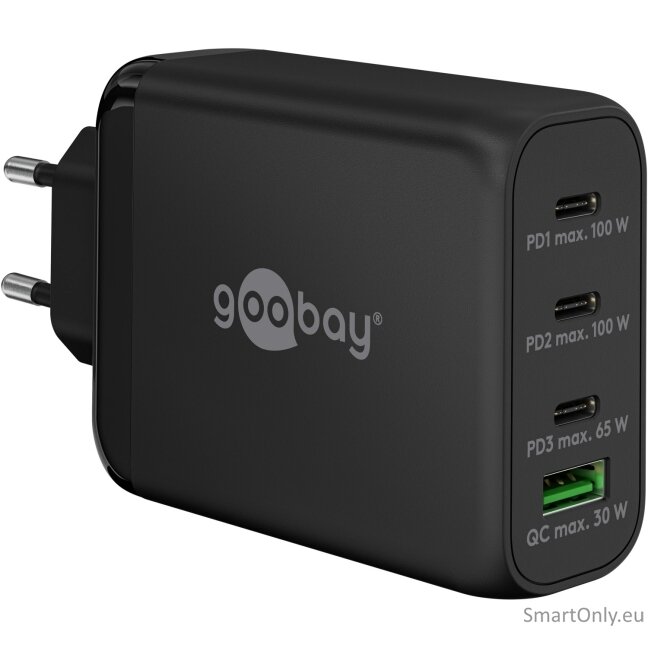 Goobay 65555 100 W USB-C PD GaN Multiport Fast Charger, Black 1 Goobay 65555 100 W USB-C PD GaN Multiport Fast Charger, Black 1