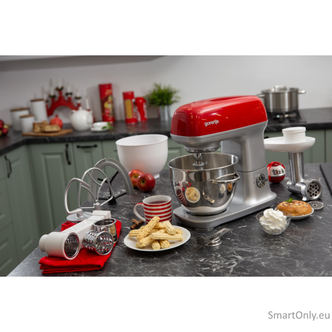 Gorenje Kitchen machine MMC1000RLR	 Number of speeds 7 1000 W Bowl capacity 4.5 L Meat mincer Stainless Steel/Red 5