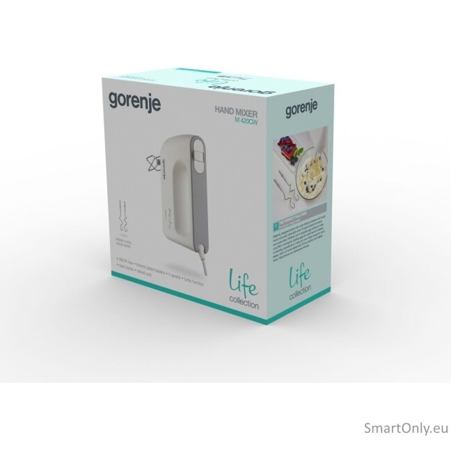 Gorenje | Mixer | M420CW | Hand Mixer | 450 W | Number of speeds 5 | Turbo mode | White